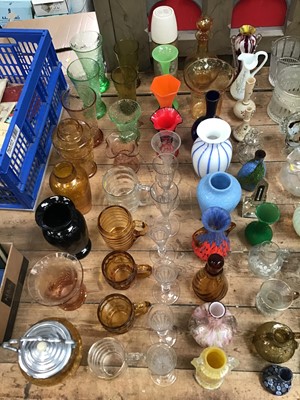 Lot 76 - Large collection of Victorian and later coloured and clear glassware, paperweights, commemorative and decorative glass etc.
