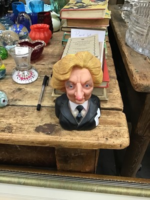 Lot 77 - Spitting Image Products Margaret Thatcher, postcards of Essex, books concerning war , early Enid Blyton and others