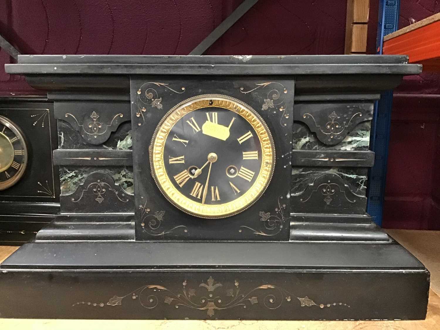 Lot 518 Victorian slate mantel clock