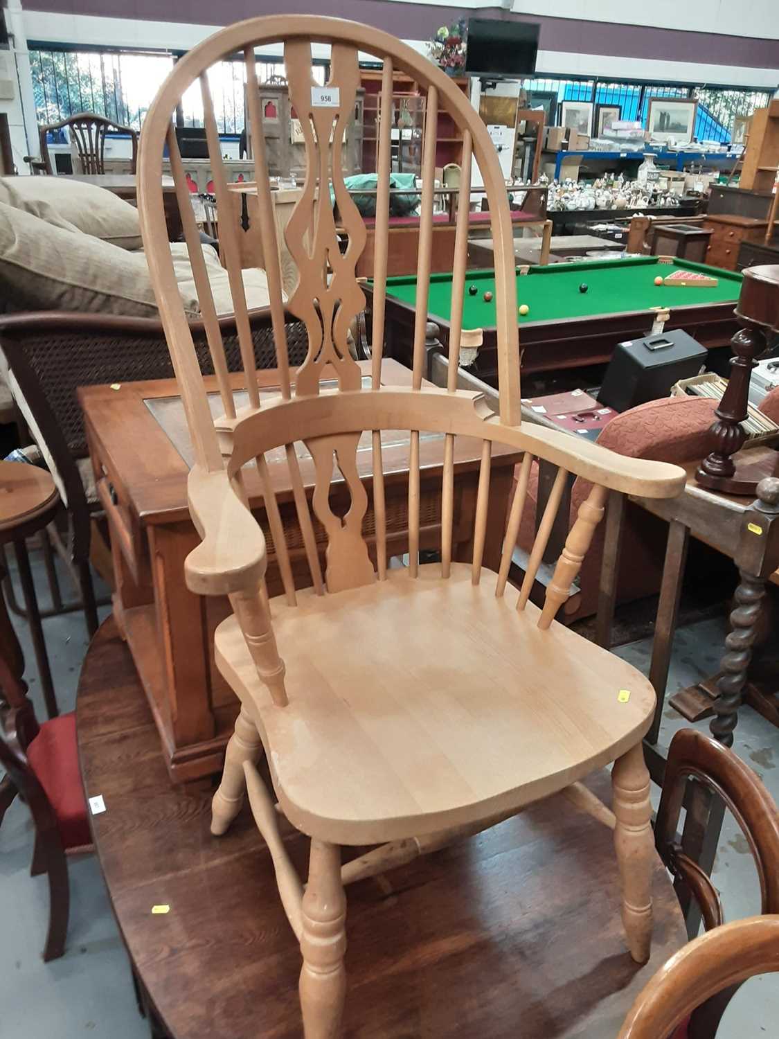 Lot 958 - Beech Windsor chair and elm captains chair