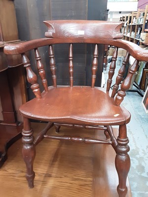 Lot 958 - Beech Windsor chair and elm captains chair