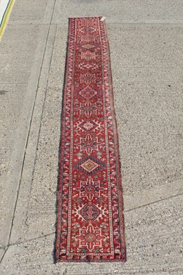 Lot 1381 - North East Iranian Karaja runner, approximately 383cm x 58cm