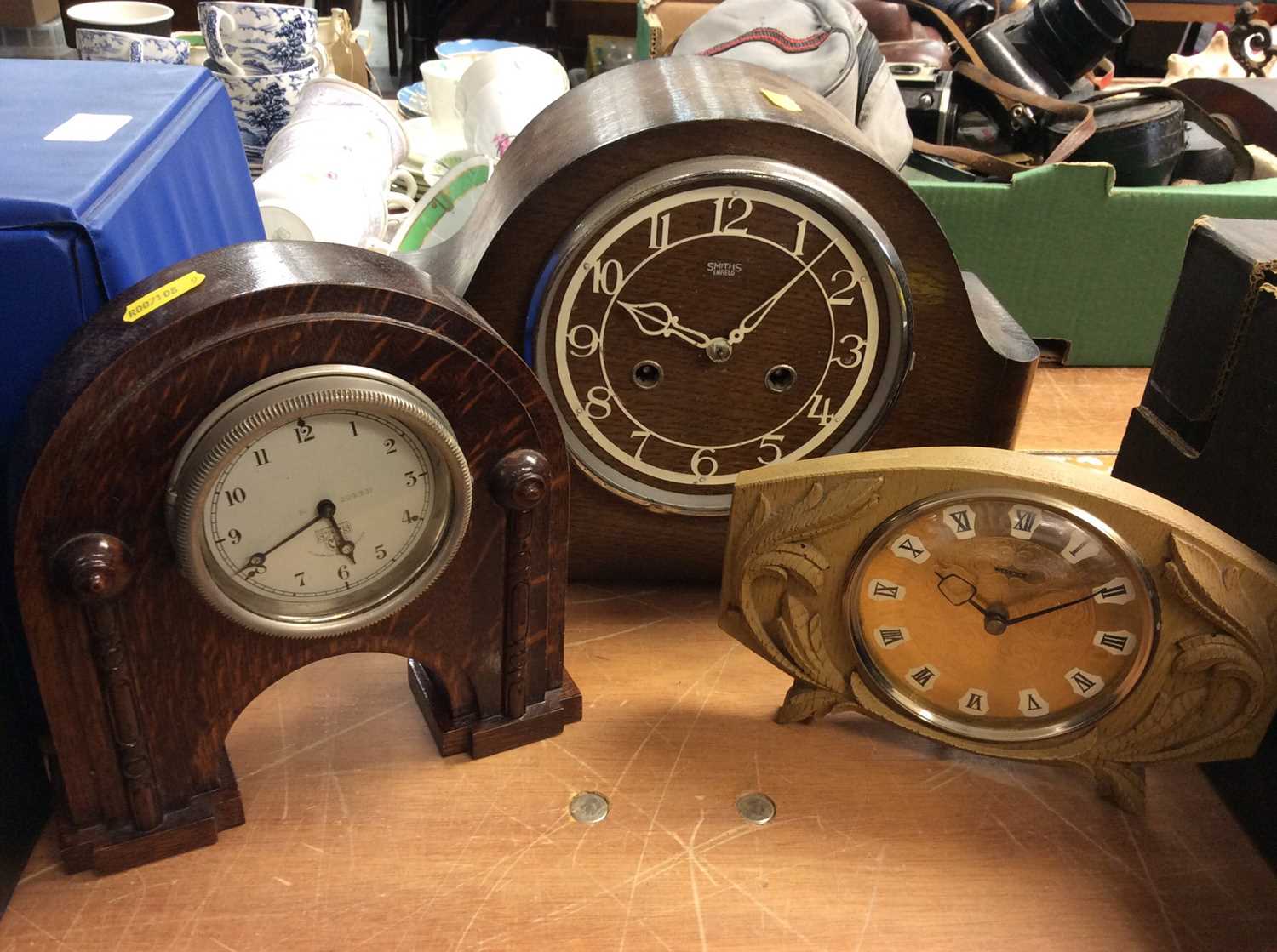 Lot 407 1930s Smiths car clock in an oak case and