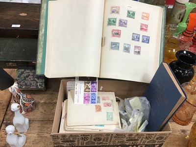 Lot 74 - Vintage stamp album and collection of stamps, together with a collection of coins