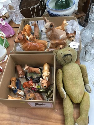 Lot 338 - Old teddy bear ( approximately 90 years old) and a collection of Corgi ornaments