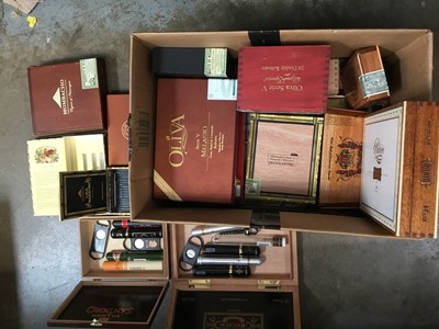 Lot 220 - Box of cigar boxes and cutters