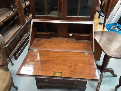 Lot 926 - Antique style walnut bureau bookcase