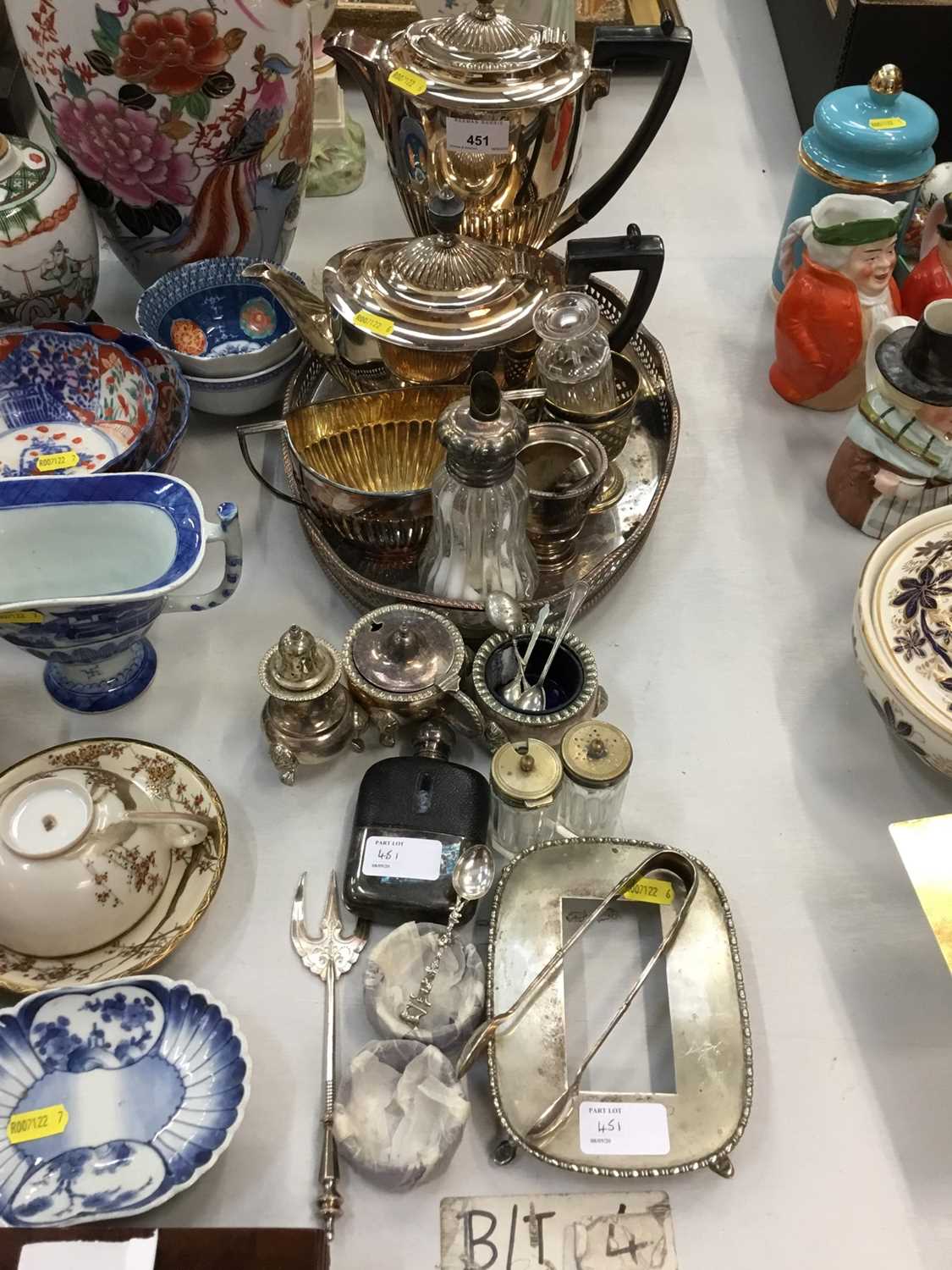 Lot 451 Edwardian silver plated coffee pot, teapot