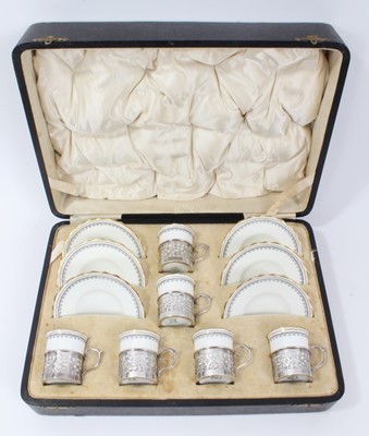 Lot 90 - 1920s Aynsley six-piece coffee set in fitted case