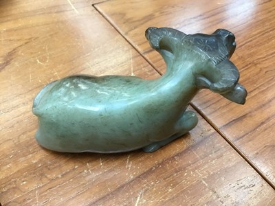 Lot 168 - Chinese jade model of a water buffalo on a wooden base