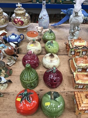 Lot 63 - One large group of Sylvac dishes; onion, beetroot, tomato, apple etc. together with Sylvac dog figure and Poole vase (12)