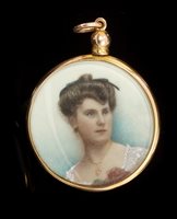 Lot 659 - Edwardian portrait miniature of a lady, in a...