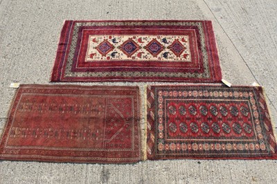 Lot 1385 - Afghan prayer rug and two others