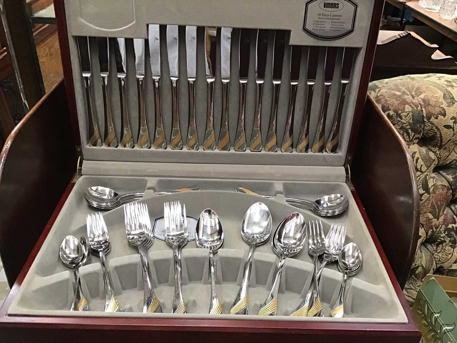 Lot 525 Two silver plated canteens of cutlery and