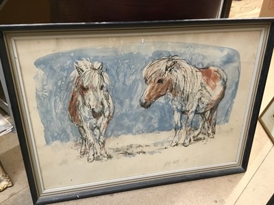 Lot 46 - Fritz Rudolf Hug (1921-1989) group of four signed limited edition lithographs - fox, ponies, hare and badgers, 1968,69,70, in glazed frames