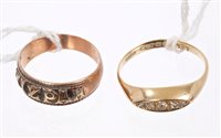 Lot 669 - Early 20th century 9ct rose gold Mizpah ring...