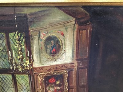 Lot 73 - Arthur Gregory, early 20th century, oil on canvas, 18th century interior scene with elegant figures, signed, in gilt frame