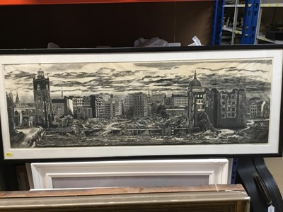 Lot 219 - Geoff Miller signed etching - post war city landscape around Barbican - please advise