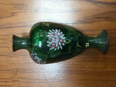 Lot 171 - Antique Japanese Ginbari cloisonné vase, four Chinese cloisonné bowls, and two cloisonné boxes