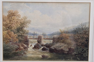 Lot 129 - Peace Sykes (Exh. 1886-1900) watercolour - A Stone Bridge over a Torrent, signed, in glazed gilt frame