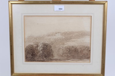 Lot 984 - David Cox (1783-1859) sepia watercolour - Ilkley, signed, in glazed frame