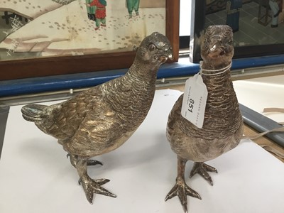 Lot 851 - Pair good quality silver models of Grouse, naturalistically modelled, by C. J. Vander Ltd. London (London 2001).  Approximately 74ozs gross, 20cm