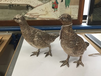 Lot 851 - Pair good quality silver models of Grouse, naturalistically modelled, by C. J. Vander Ltd. London (London 2001).  Approximately 74ozs gross, 20cm