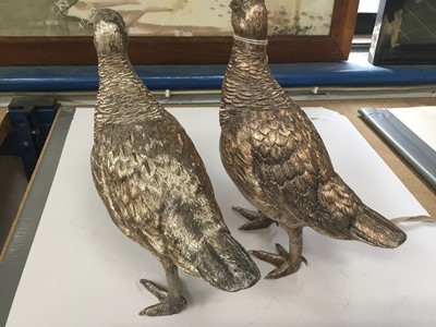 Lot 851 - Pair good quality silver models of Grouse, naturalistically modelled, by C. J. Vander Ltd. London (London 2001).  Approximately 74ozs gross, 20cm