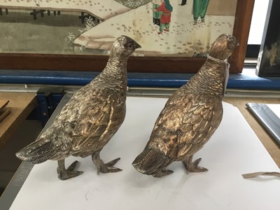 Lot 851 - Pair good quality silver models of Grouse, naturalistically modelled, by C. J. Vander Ltd. London (London 2001).  Approximately 74ozs gross, 20cm