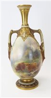 Lot 2000 - Royal Worcester oviform two-handled vase,...