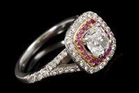 Lot 675 - Diamond cluster ring, the central cushion cut...