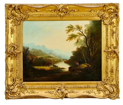 Lot 980 - D. D. Sampson, 19th century oil on canvas - an Arcadian landscape, inscribed verso, in gilt frame