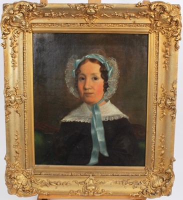 Lot 974 - Victorian English School oil on canvas - portrait of a lady, in gilt frame