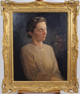 Lot 961 - Andre De Moller, oil on canvas - portrait of a lady, in gilt frame