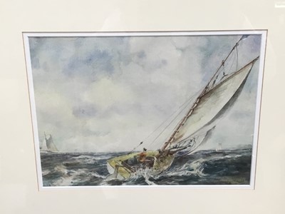Lot 100 - Deryck Foster (b.1924) watercolour - sailing boat in squally seas, signed, in glazed gilt frame, 24cm x 32cm