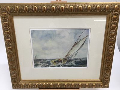Lot 100 - Deryck Foster (b.1924) watercolour - sailing boat in squally seas, signed, in glazed gilt frame, 24cm x 32cm