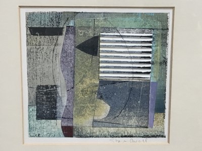 Lot 127 - Steven Povall (b.1949) two mixed media works on paper - Jetty, 15cm x 16cm and Boatyard, 38cm x 48cm, in glazed frames