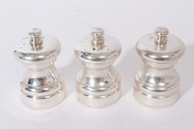 Lot 340 - Trio of contemporary silver pepper grinders