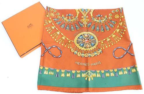 Lot 3089 - Authentic Hermes silk scarf - 'Parures des...