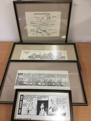 Lot 150 - Group of framed cartoons to include Peanuts, Alex, Annie Tempest, Garfield and others (22)