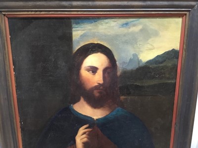 Lot 160 - 18th century Italian School oil on canvas - portrait of Christ, framed, 73cm x p61cm
