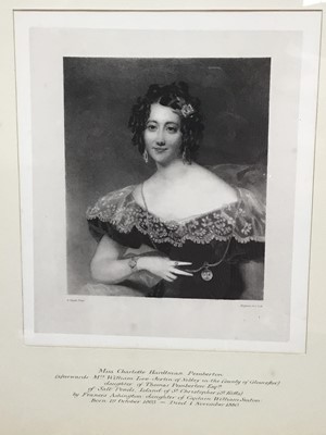 Lot 62 - Early 19th century portrait print - Miss  Charlotte  Hardtman Pemberton, titled, in gilt and ebonised frame, 28cm x 24cm