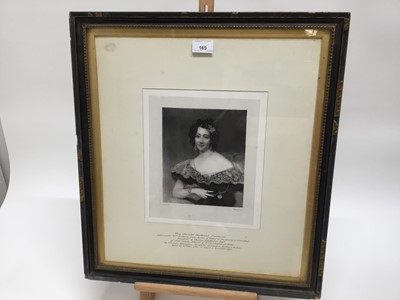 Lot 120 - Early 19th century portrait print - Miss  Charlotte  Hardtman Pemberton, titled, in gilt and ebonised frame, 28cm x 24cm