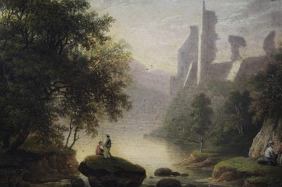 Lot 1126 - Robert Woodley Brown -19th Century oil on oak panel - Roslin Castle