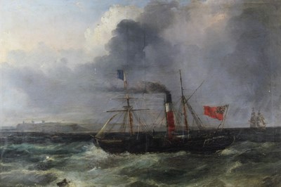 Lot 325 - 19th century oil on canvas - steamship