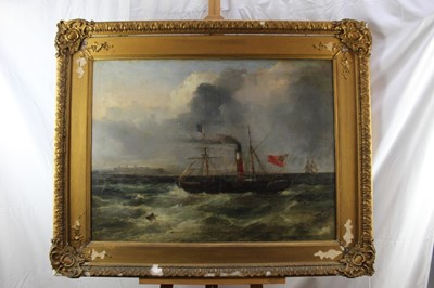 Lot 325 - 19th century oil on canvas - steamship