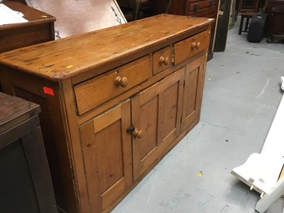 Lot 900 - Victorian pine dresser base with three drawers and cupboards below