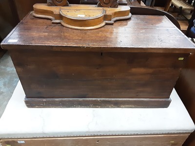 Lot 1009 - Antique pine ottoman with padded hinged seat/lid, together with an antique pine blanket box