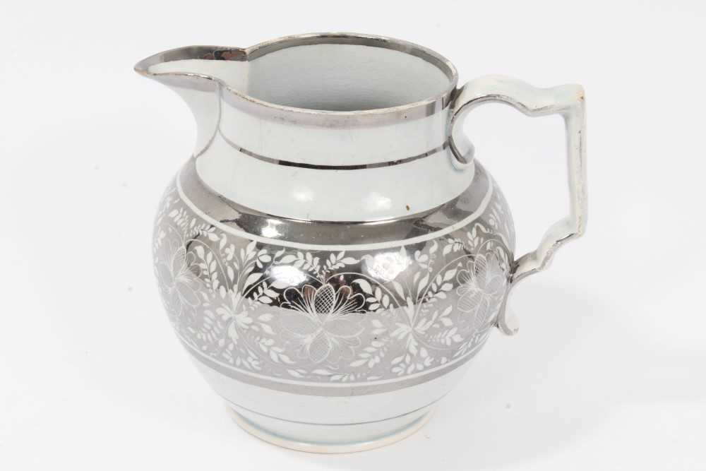 Lot 206 - Pearlware glazed silver resist jug, c.1810-20