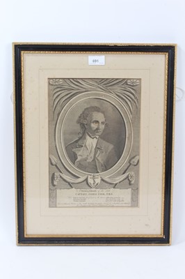 Lot 691 - Late 18th century engraving of Captain Cook